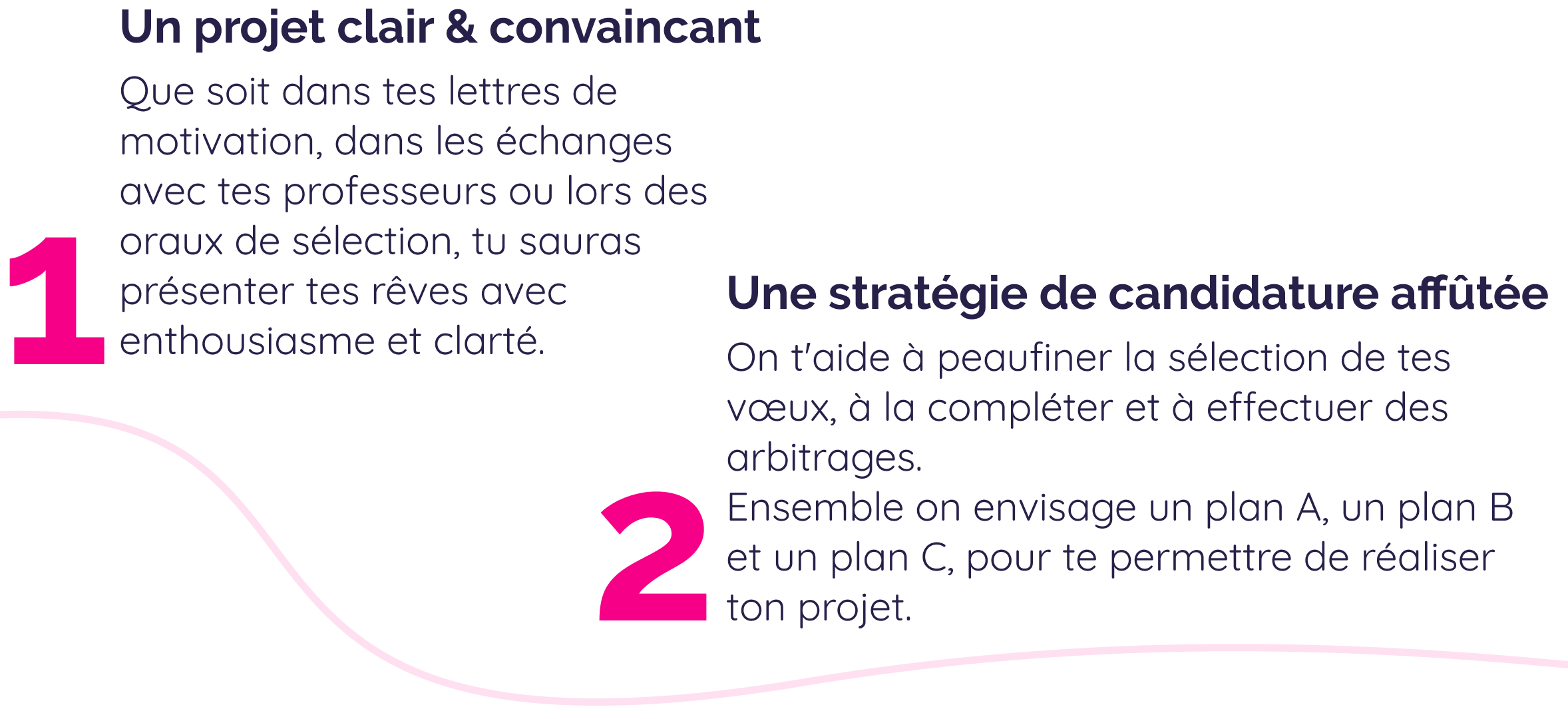 1.Un projet clair & convaincant 2.Une stratégie de candidature affûtée